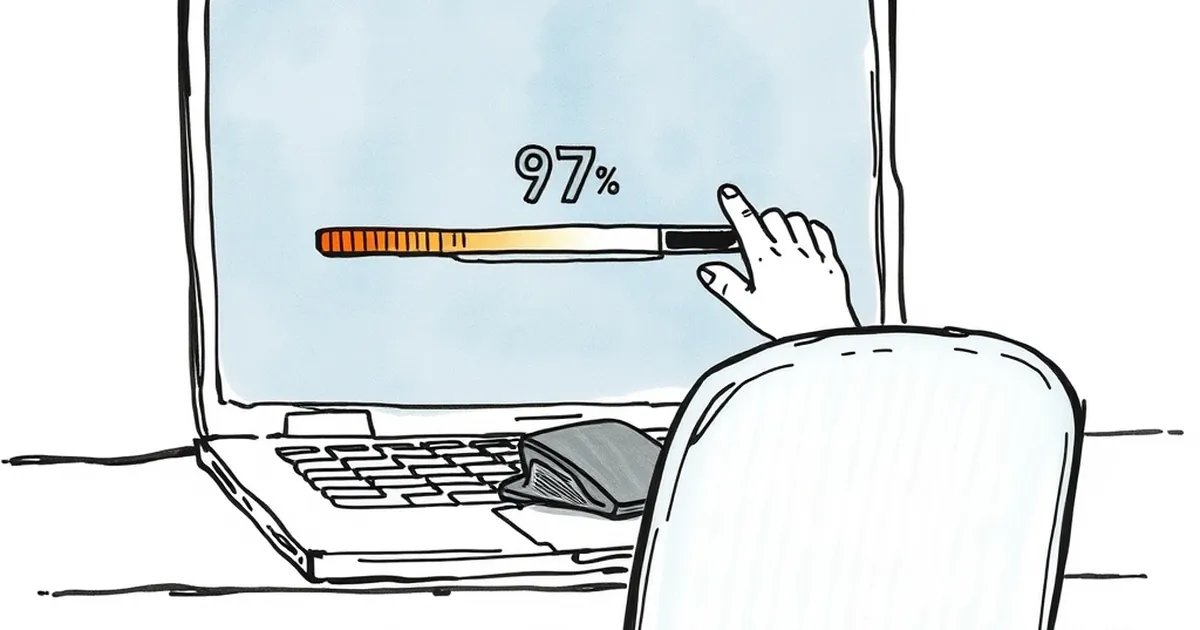 Progress bars stall at 97% and 2 of 3 savers walk away